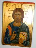 Szigeti Erzsébet ikonfestő kézzel festett másolat eredeti technikával Életadó Krisztus 14. sz.