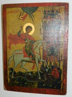 Szigeti Erzsébet ikonfestő kézzel festett másolat eredeti technikával Sárkányölő szent György 