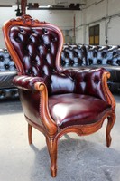 Gyönyörű chesterfield barokk bőr fotel!
