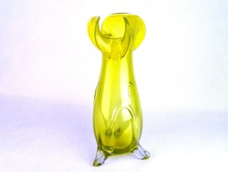 0M759 Régi sárga művészi fújt üveg váza 30 cm
