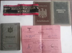 Kisebb Volkssturm hagyaték - Karszalag és papírok