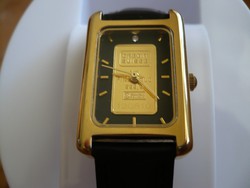 Thick gilded wrist watch with 1 gram of 24 carat gold plate