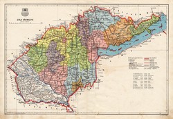 Zala vármegye térkép 1934, csonka Magyarország, megye, régi, atlasz, eredeti, királyi á. térképészet