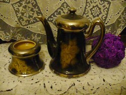 Coffee cup and sugar stand with silver rims and yellow roses