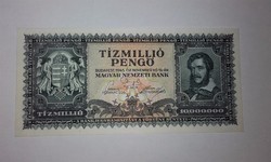 Tizmillió Pengő 1945-ös hibátlan hajtatlan UNC  bankjegy !!