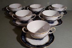 Zsolnay Pompadur / Pompadour II ritka, 6 személyes leveses csésze szett