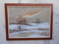 Balogh Ervin(1925-)Téli táj.Képcsarnokos eredeti festmény.