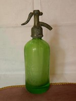 1935 zöld homokfuvott szódásüveg
