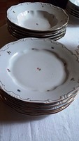 5 db Zsolnay tollazott porcelán virágmintás lapos tányér
