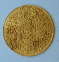 Arany dukát (1610) 14,00 g; D= 34 mm; d=1,00 mm.  F R A Ǭ D : G • I O H A N • C H R I S T • E T • G