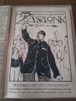 ZÁSZLÓNK  1909-1910 összes száma- cserkész ifjúsági lap, VIII. évfolyam -újság,antik évkönyv