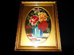 Beautiful Antique Gobelin Rose Bouquet