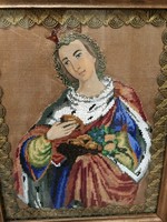  Gyönggyel hímzett Szent Erzsébet kép