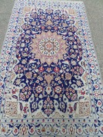 Iráni Nain gyapjú-selyem kézi csomózású szőnyeg 208cmx120cm