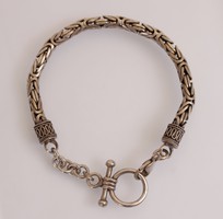 Gyönyörű, ezüst, kerek királylánc fazonú karkötő (21,5 cm)