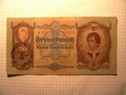 Ritka felülbélyegzéssel !! 50 pengő 1932 !! ( 2 )