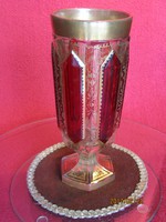 Especially beautiful antique biedermeier ruby glass vase glass