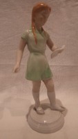 Drasche porcelán szavaló lány szobor