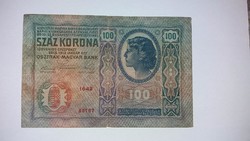 100 korona 1912 -es  szép  állapotú bankjegy!