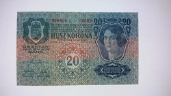 20 korona 1913 -as  nagyon szép ropogós  bankjegy!