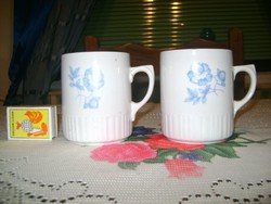 Two old, blue rose Zsolnay mugs - together
