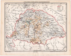 A filoxéra (filloxera) elterjedése Magyarországon térkép 1898, eredeti, bor, borászat, szőlő, régi