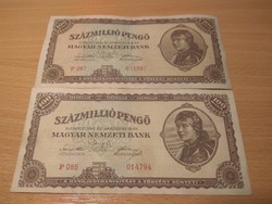 Százmillió Pengő,1946-os szép bankjegyek !