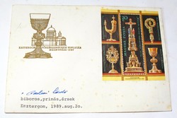 Signature of Cardinal Paskai on a stamped envelope from the Esztergom Treasury.