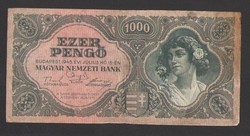 1000 pengő 1945.  SZÉP BANKJEGY!!  