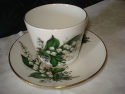 Mesés angol Queen Anne porcelán  gyöngyvirágos teás csésze + csészealj
