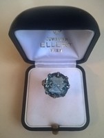 Szecessziós  akvamarin köves ezüst gyűrű