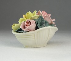 0O670 Régi ENS porcelán rózsás kosár