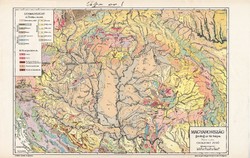 Nagy - Magyarország geológiai térkép 1913,  atlasz, eredeti, Kogutowicz Manó, Cholnoky Jenő, kőzet