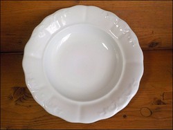 Régi Zsolnay tányér barokk mintás fehér mélytányér 