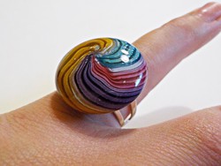 Állítható ezüst gyűrű színes muránói üveggel