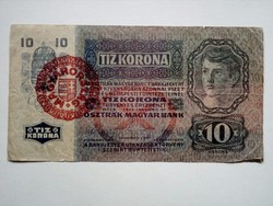 1915-ös 10 Korona Magyarország bélyegzett 