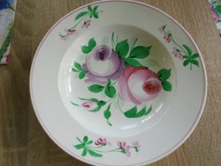Rózsás porcelán fali tányér (jelzett)