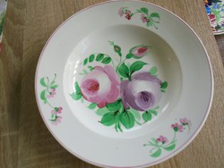 Rózsás porcelán fali tányér (jelzett)