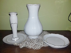 Zsolnay váza,  gyetyatartó  és tálka
