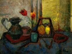 Kling György : Csendélet kancsóval és tulipánokkal