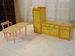 Retro wooden toy doll's kitchen furniture (from the 1950s)