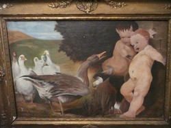 Nagyon régi olaj-vászon festmény Bernát szignóval 104*76 cm