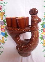 Ceramic brandy set (brown cracked peacock)