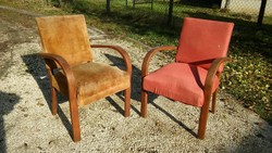 Art deco szép fa karfájú szép lábú felújítandó antik fotel 8900/db