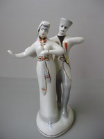 Extrém ritka orosz Lomonosov porcelán táncoló grúz pár