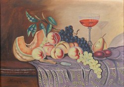 Magyar festő : Asztali gyümölcs csendélet