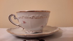 zsolnay , barokk mintás,  tollazott teáscsésze aljával