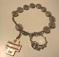 Bracelet prayer chain with matching medallion and ring with the image of the Virgin Mary