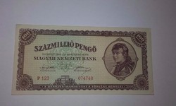 100 Millió Pengő 1946-os , hajtatlan A-UNC  bankjegy ! !!