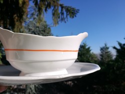 ANTIQUE ZSOLNAY FOOTED SAUCE BOAT